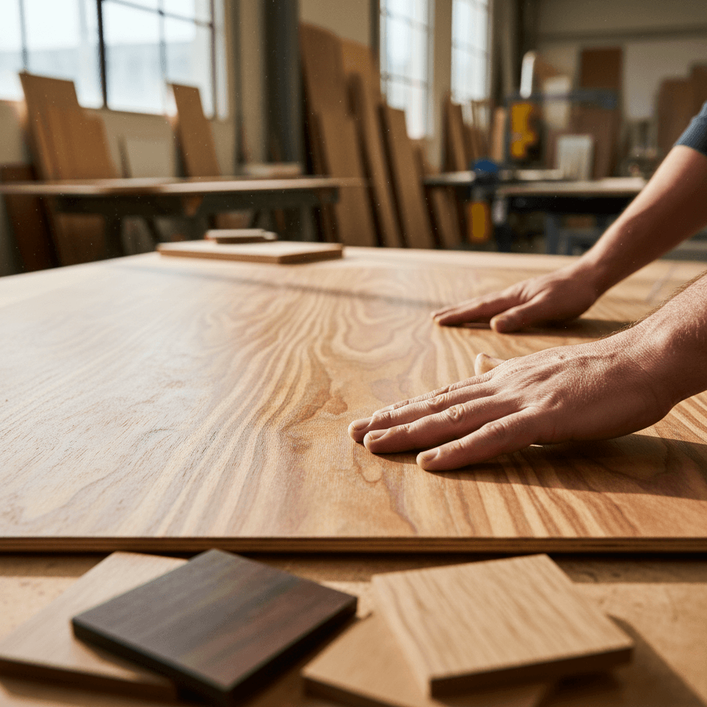 Close-up of bare sanded log wood grain after preparation